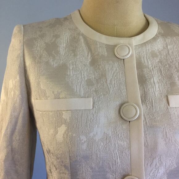 Kasper 4 Cream Ivory Jacquard Blazer Jacket Formal - Picture 4 of 10
